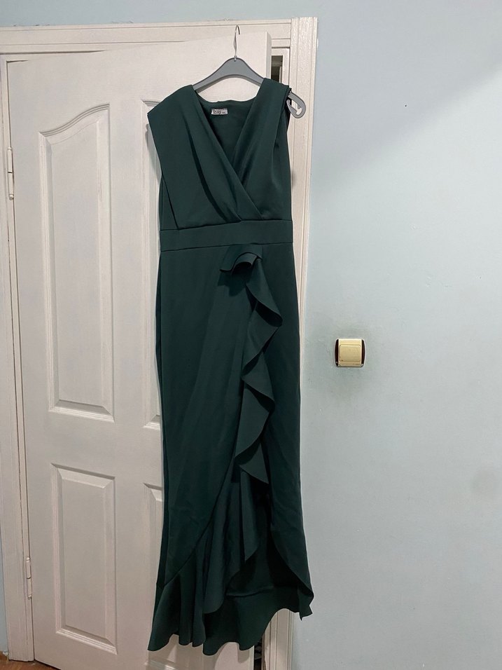 Siyah Drapeli V-Yaka Hamile Abiye Elbise - Görsel 2