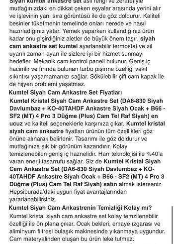 Beden Renk Siyah Ankastre Ocak, Fırın ve Davlumbaz Seti