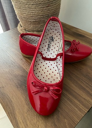 Kız Çocuk Kırmızı Fiyonk Detaylı Babet - Görsel 6