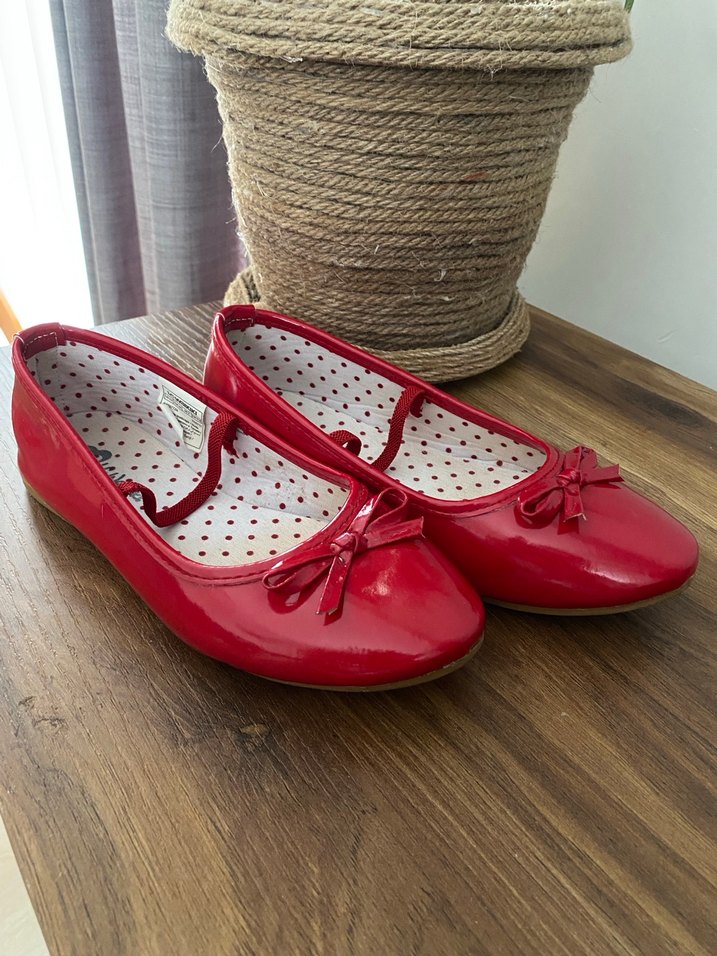 Kız Çocuk Kırmızı Fiyonk Detaylı Babet - Görsel 4