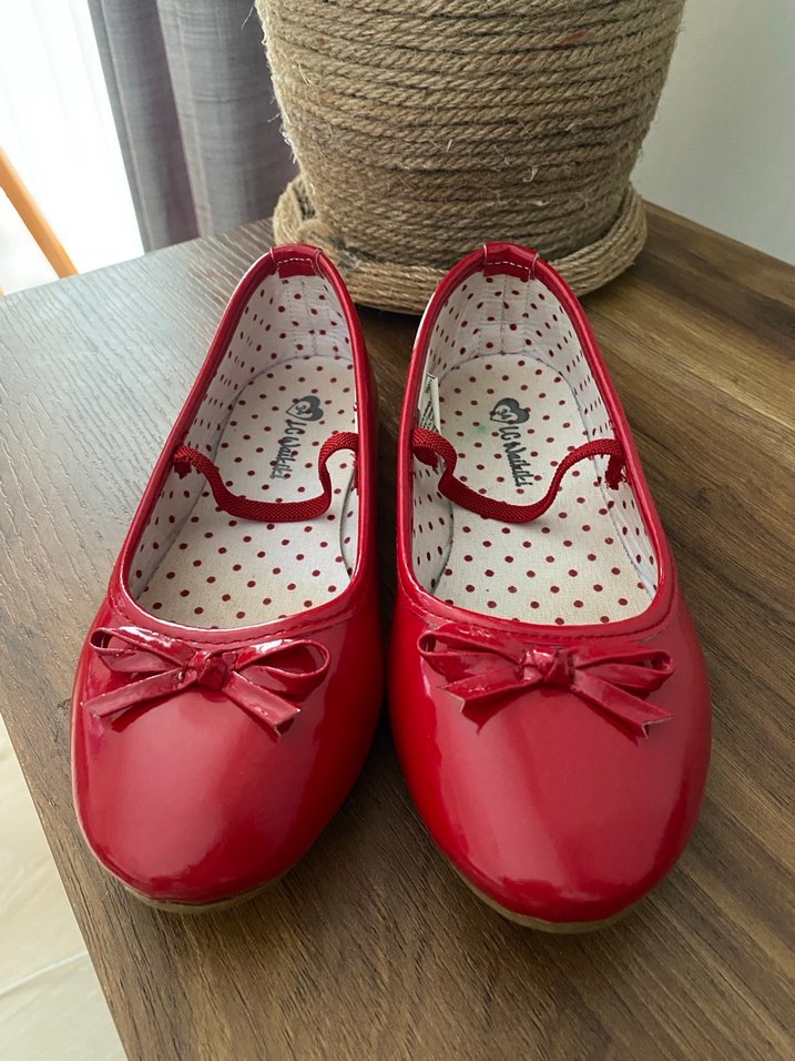 Kız Çocuk Kırmızı Fiyonk Detaylı Babet - Görsel 3