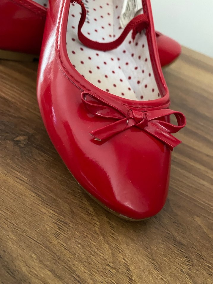 Kız Çocuk Kırmızı Fiyonk Detaylı Babet - Görsel 2