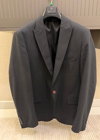 Erkek 54 Beden Siyah Kolsuz Yelekli Takım Elbise - Görsel 2