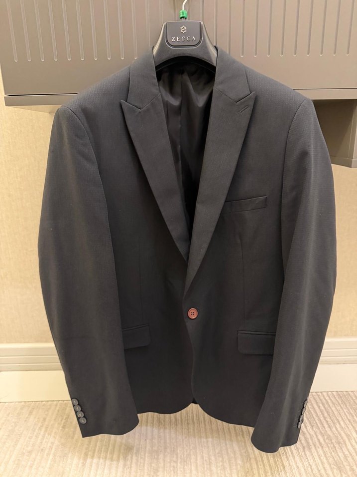 Erkek 54 Beden Siyah Kolsuz Yelekli Takım Elbise - Görsel 2