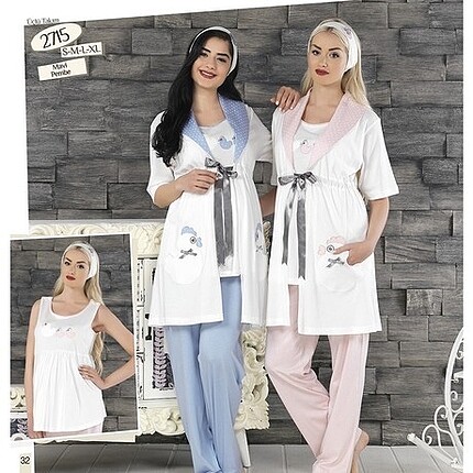 Mavi renk lohusa ve hamile pijama takım