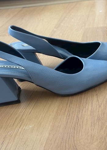 Mavi Topuklu Kadın Ofis Ayakkabısı - Görsel 5