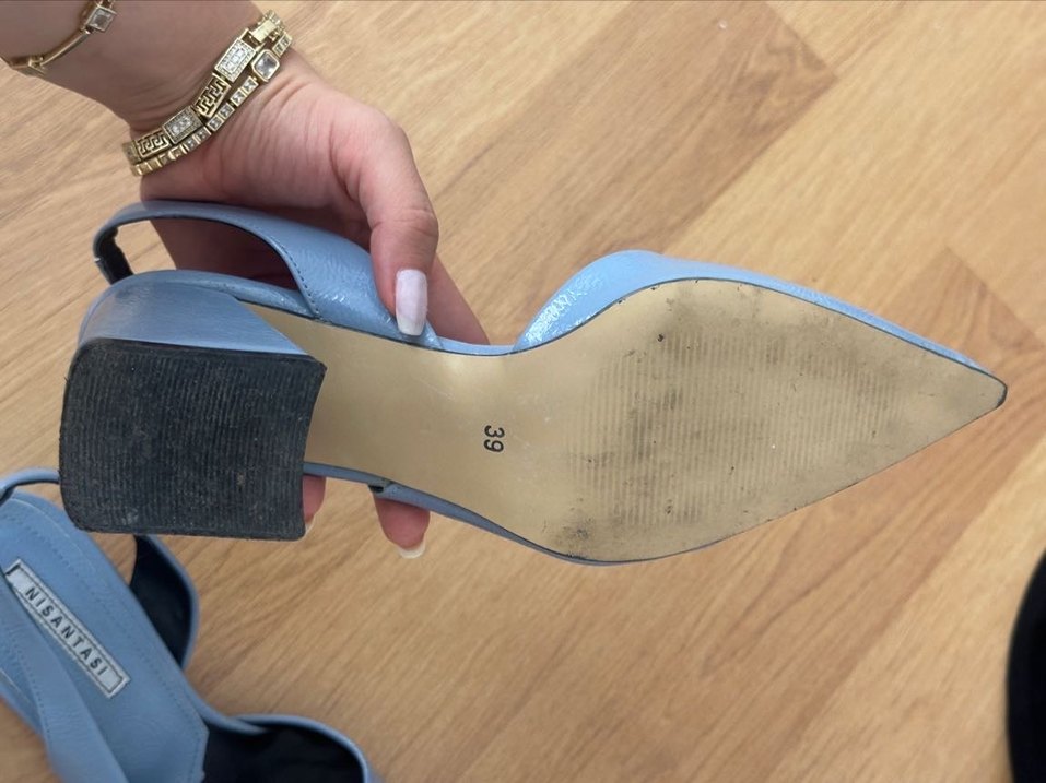 Mavi Topuklu Kadın Ofis Ayakkabısı - Görsel 3