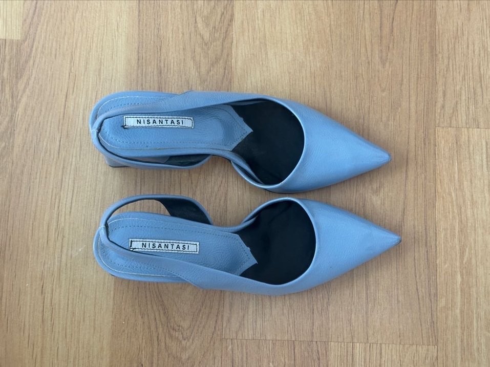 Mavi Topuklu Kadın Ofis Ayakkabısı - Görsel 2