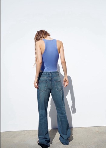 Mavi Minimalist Kadın bluz - Görsel 3