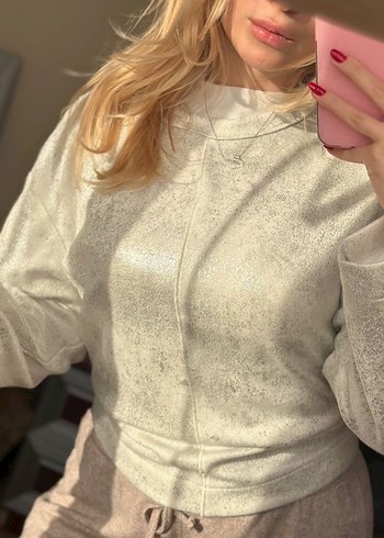 Gri Kadın Rahat Kesim sweatshirt - Görsel 6