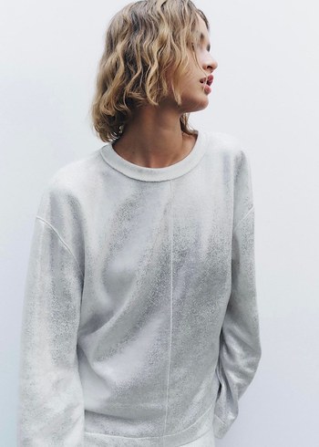 Gri Kadın Rahat Kesim sweatshirt - Görsel 2