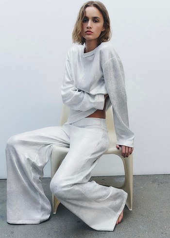 Gri Kadın Rahat Kesim sweatshirt - Görsel 3