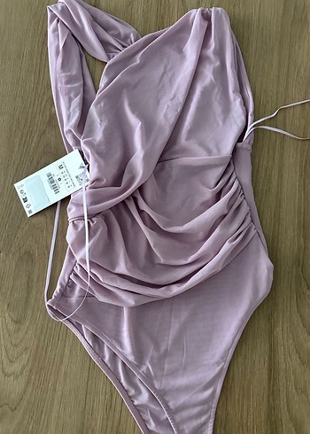 Pudra Pembe Drapeli Askılı Kadın Bluz - Görsel 4