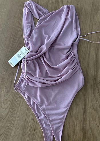 Pudra Pembe Drapeli Askılı Kadın Bluz - Görsel 5