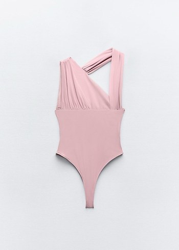 Pudra Pembe Drapeli Askılı Kadın Bluz - Görsel 3