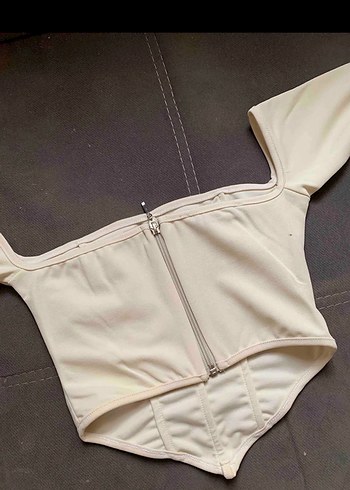 Bej Straplez Uzun Kollu Büstiyer - Görsel 4