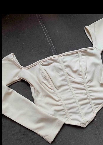 Bej Straplez Uzun Kollu Büstiyer - Görsel 5