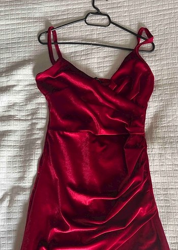 Drapeli Kırmızı Mini Elbise - Görsel 4