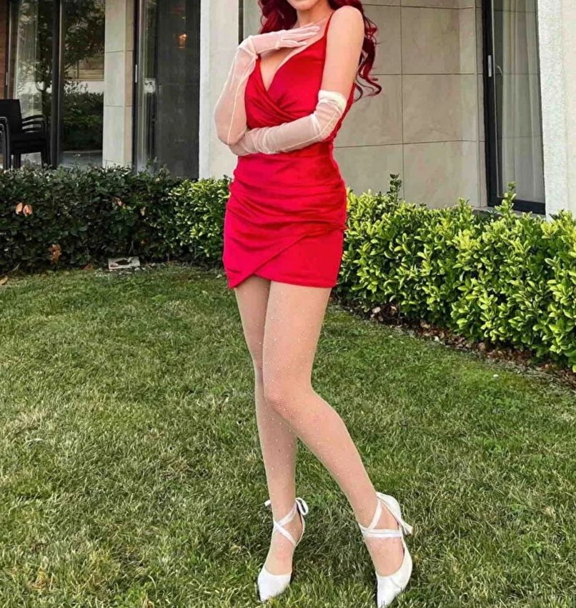 Drapeli Kırmızı Mini Elbise - Görsel 3