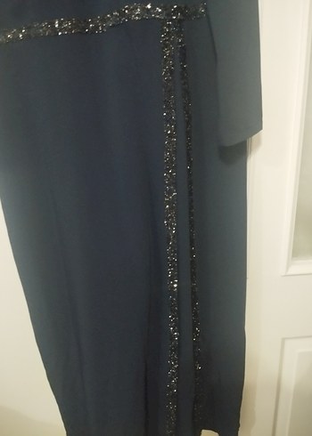 Uzun lacivert Kadın Abiye Elbise - Görsel 3