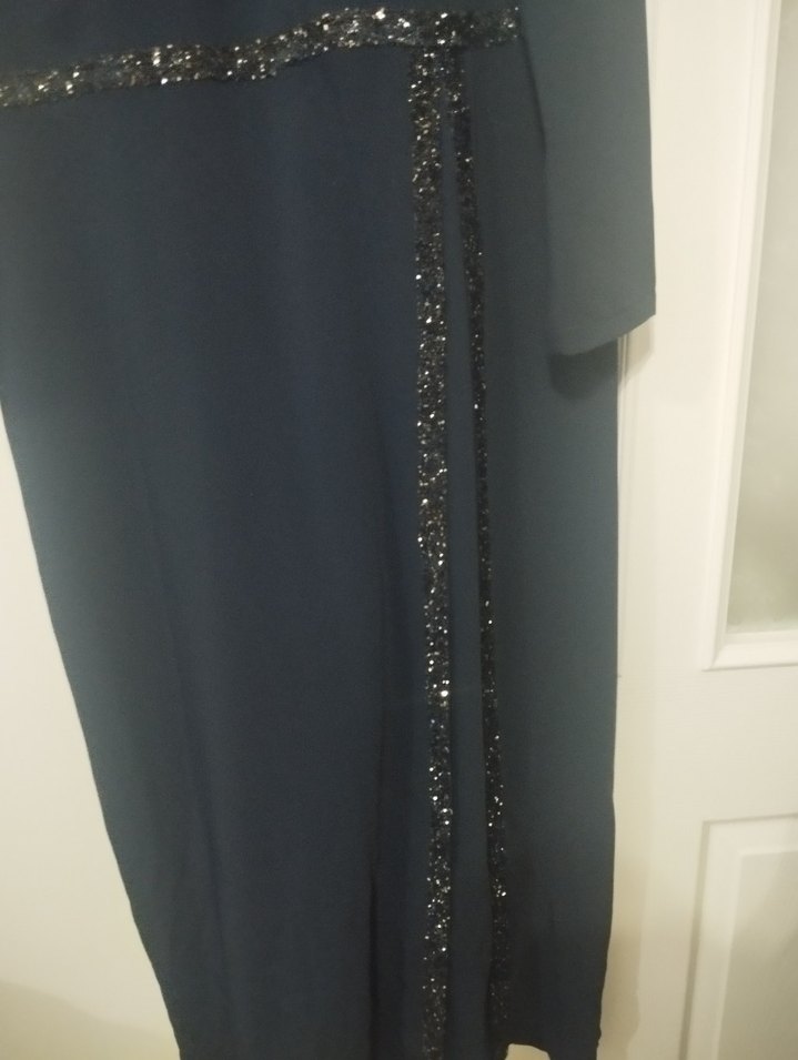 Uzun lacivert Kadın Abiye Elbise - Görsel 3