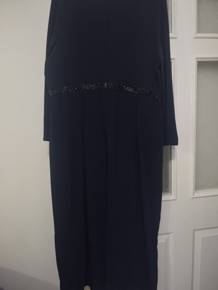 Uzun lacivert Kadın Abiye Elbise - Görsel 4