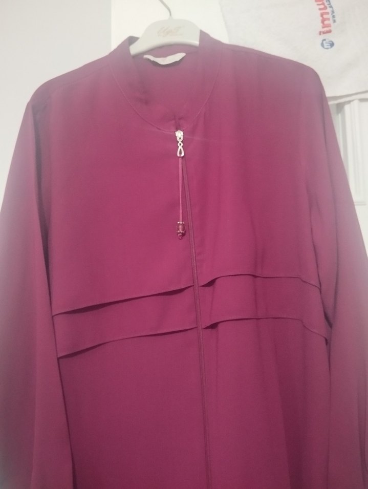 Bordo Uzun Kollu Fermuarlı Kadın Tunik - Görsel 2