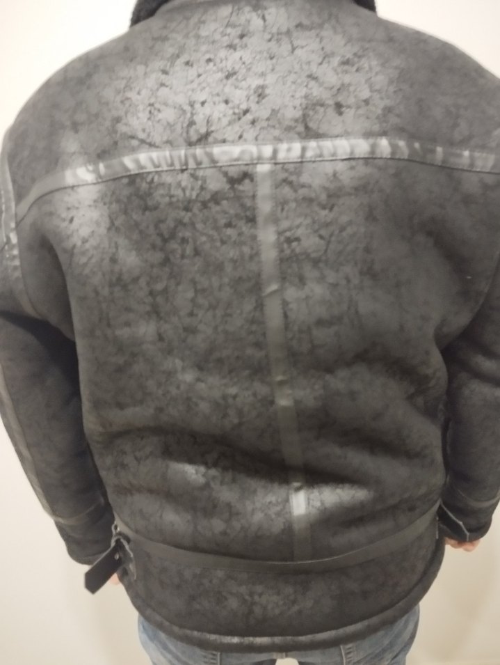 Kürk Detaylı Gri Deri Biker Ceket - Görsel 3