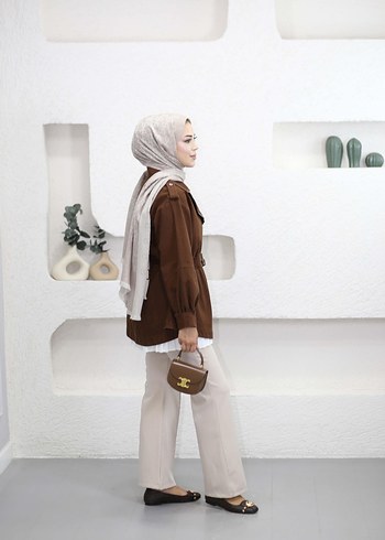 Kemerli Kahverengi Süet Midi Trençkot - Görsel 3