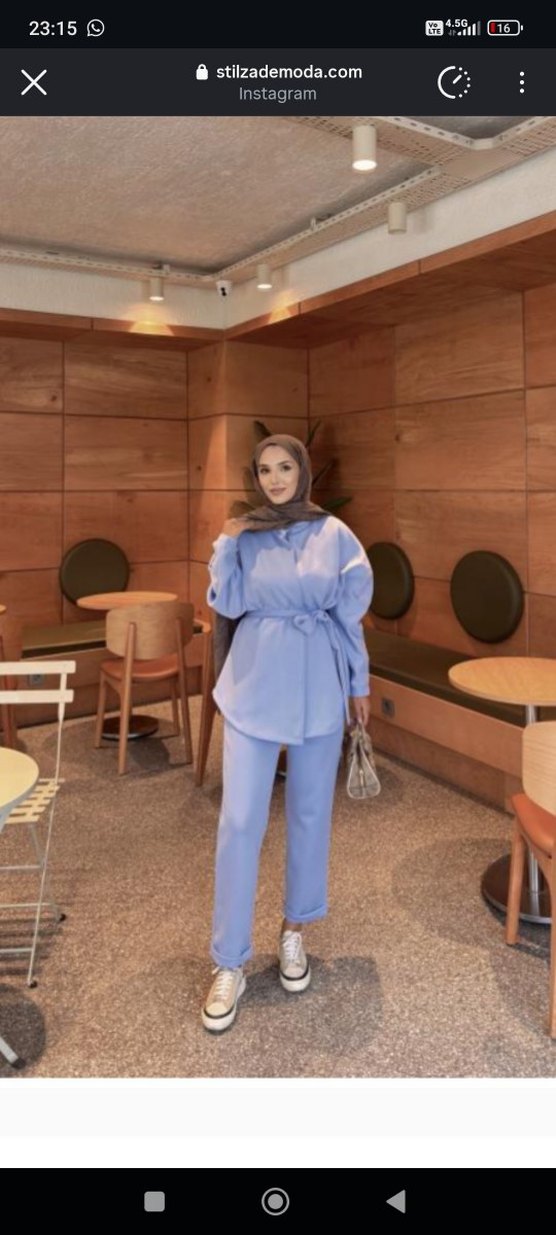 Kadın Mavi Midi Takım, Regular Fit, Uzun Kollu - Görsel 3