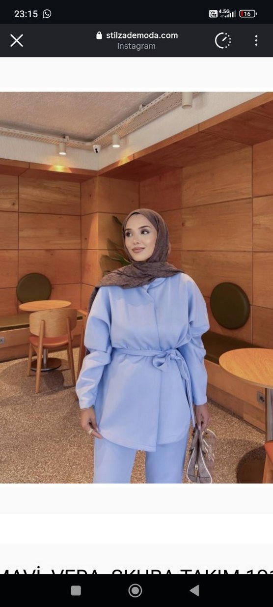 Kadın Mavi Midi Takım, Regular Fit, Uzun Kollu - Görsel 2