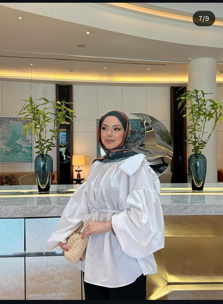 Beyaz Straplez Uzun Kollu Midi Tunik - Görsel 2