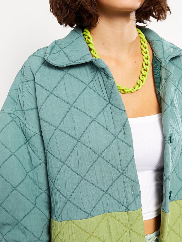 Düğmeli Pastel Renkli Kadın Mont - Görsel 5