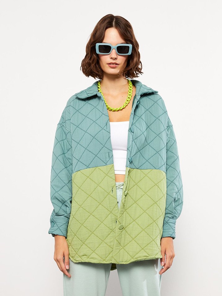 Düğmeli Pastel Renkli Kadın Mont - Görsel 4