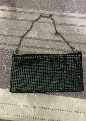 Gri Yılan Desenli Payetli Kadın Çanta