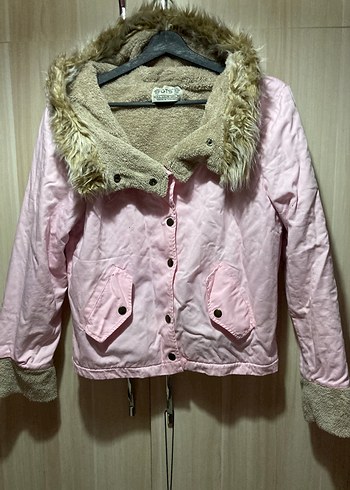 Pembe Kürklü Rahat Kadın Mont yeni