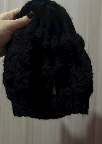 İnci Detaylı Siyah Kürklü Kadın Bere - Görsel 2