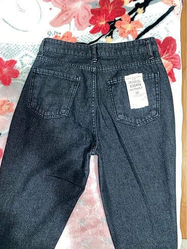 38 Beden Antrasit Slim Fit Mom Jean