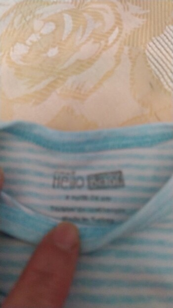 3 ürün bir arada Badi tişört beyaz yakali  su yeşili çizgili bad - Görsel 4