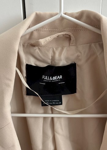 Pull and Bear Bej Kadın Ofis Blazeri, Düğmeli, Uzun Kollu