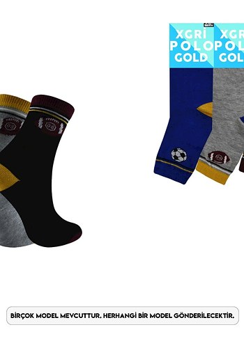 Polo Erkek Çocuk Penye Çorap 12'li Karışık Renk 10-14 Yaş