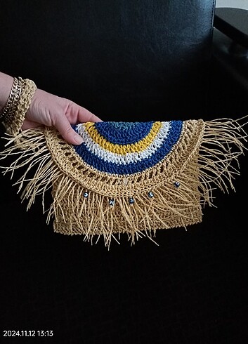 Hasır çanta Clutch portföy 