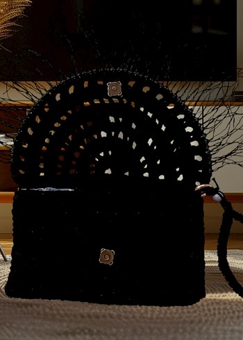 Koton Siyah Örgü Bohem Kadın Clutch Çanta