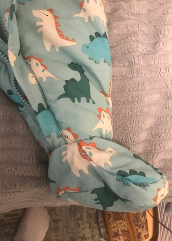 3-6 ay Bebek Erkek Dinozor Desenli Fermuarlı Tulumu - Görsel 5