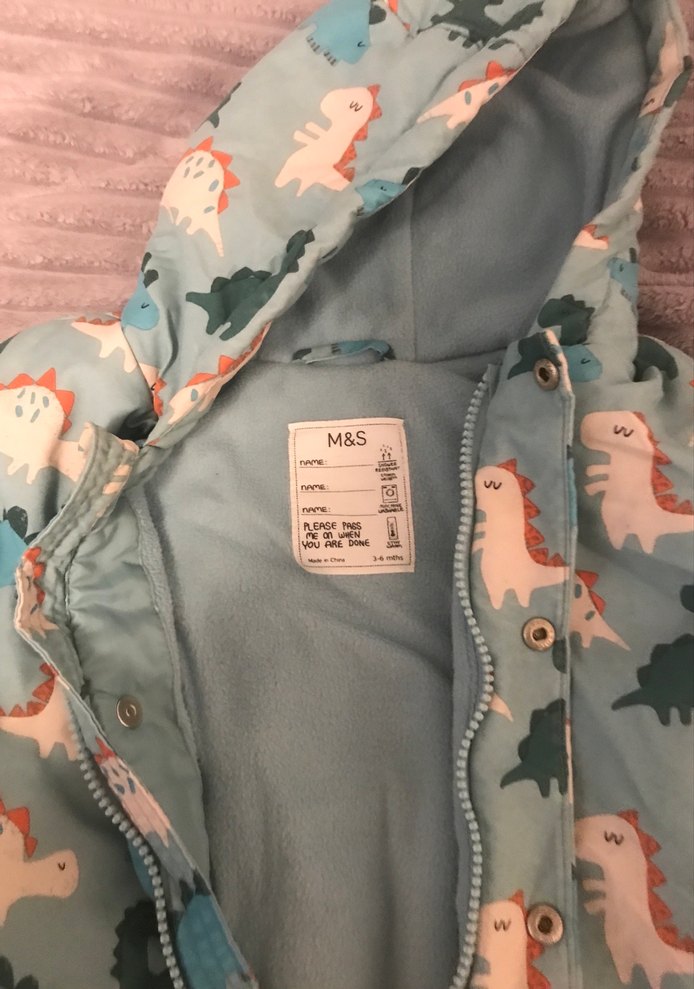 3-6 ay Bebek Erkek Dinozor Desenli Fermuarlı Tulumu - Görsel 3