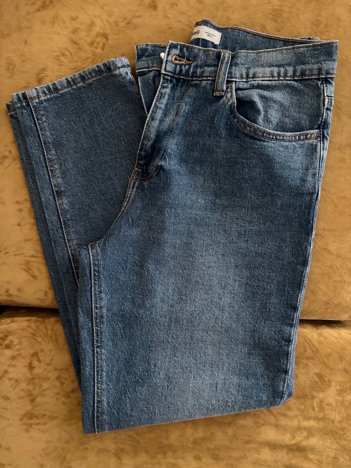 MNG Newmom Gri Düğmeli Kadın Denim Pantolon - Görsel 4