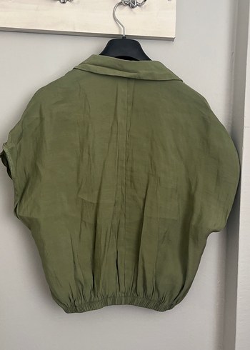 Zara Düğmeli Kısa Kollu Keten Kadın Gömlek