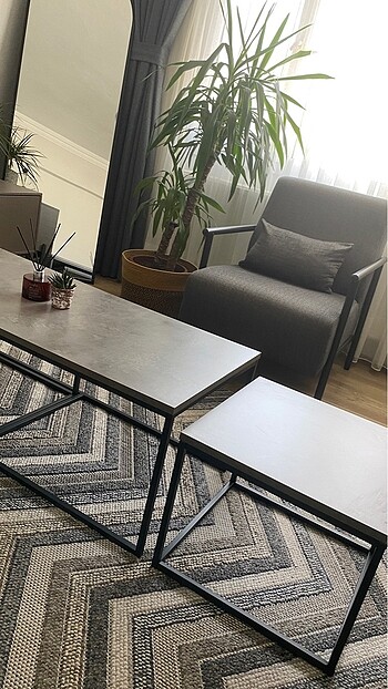 Beden gri Renk 3 lü orta sehpa