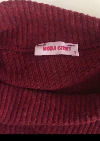 Bordo Yüksek Yakalı Triko Midi Elbise - Görsel 3