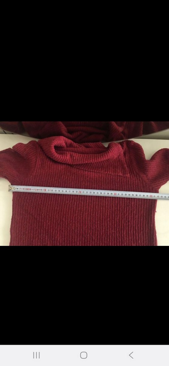 Bordo Yüksek Yakalı Triko Midi Elbise - Görsel 5